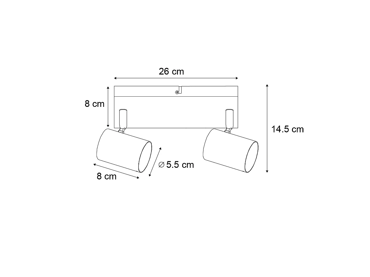 Plafonnier moderne blanc 2 lumières réglable rectangulaire - Jeana