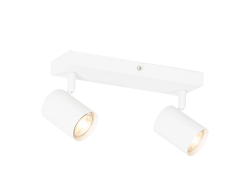 Plafonnier moderne blanc 2 lumières réglable rectangulaire - Jeana