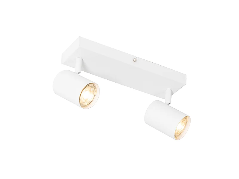 Plafonnier moderne blanc 2 lumières réglable rectangulaire - Jeana