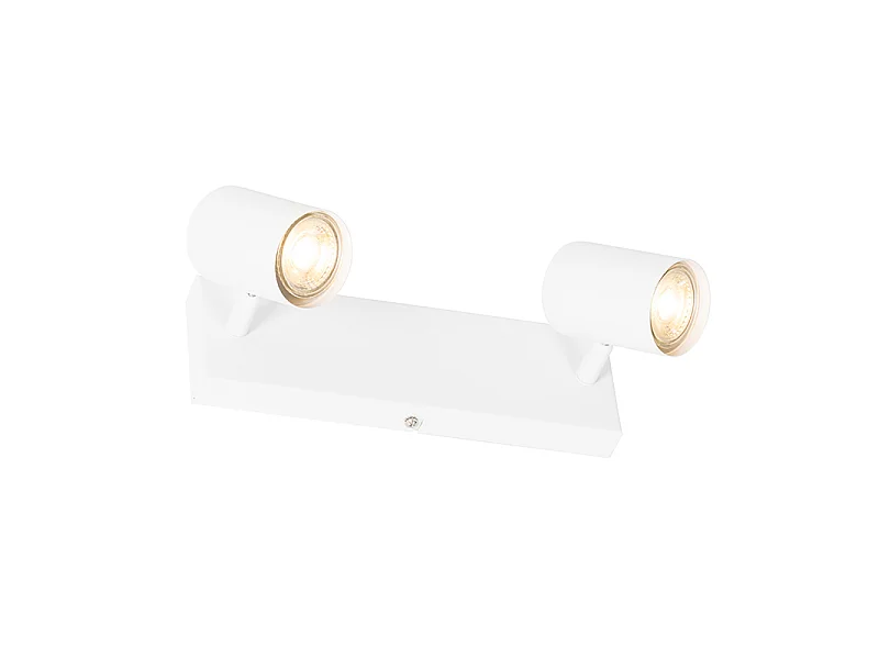 Plafonnier moderne blanc 2 lumières réglable rectangulaire - Jeana