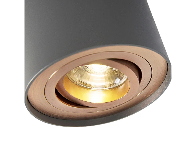 Spot encastré gris et cuivre orientable et inclinable - Rondoo Up