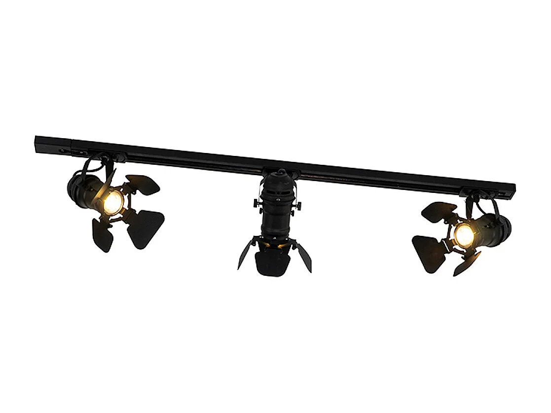 Système sur rail intelligent noir 3 lumières avec Wi-Fi GU10 - Movie