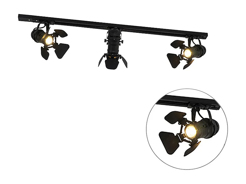 Système sur rail intelligent noir 3 lumières avec Wi-Fi GU10 - Movie