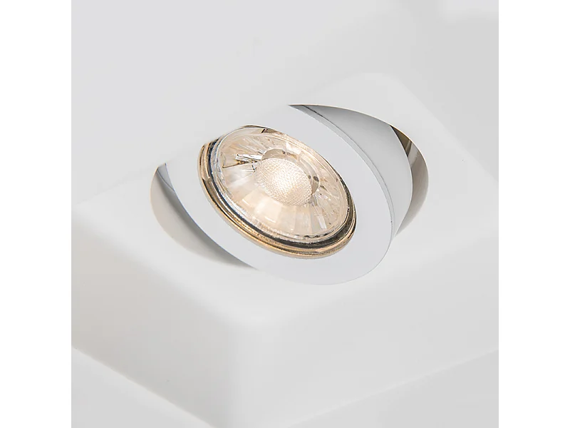 Spot encastré blanc 15 cm carré orientable - Gypsy Stucco