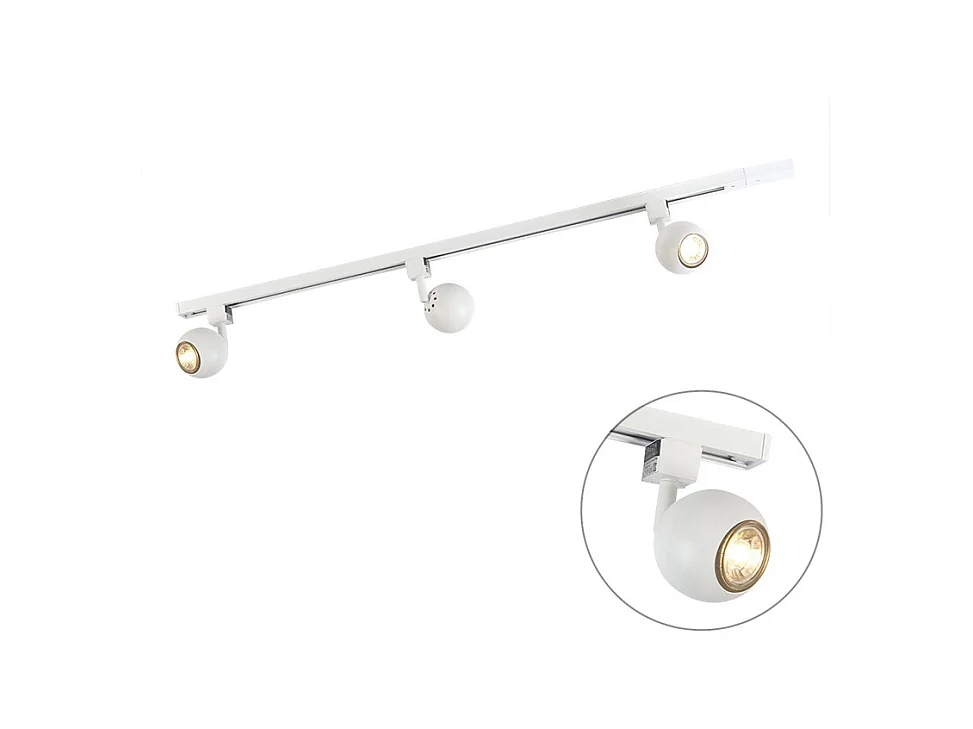 Système sur rail intelligent moderne blanc monophasé avec 3 GU10 Wifi - Gissi