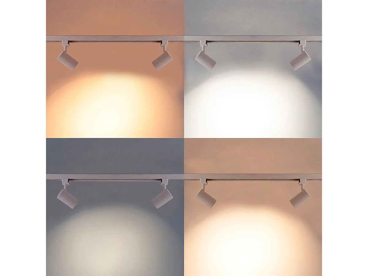 Système d'éclairage sur rail intelligent et moderne blanc monophasé avec 3 Wifi GU10 - Gissi