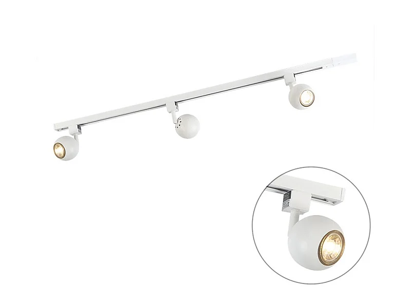 Système d'éclairage sur rail intelligent et moderne blanc monophasé avec 3 Wifi GU10 - Gissi