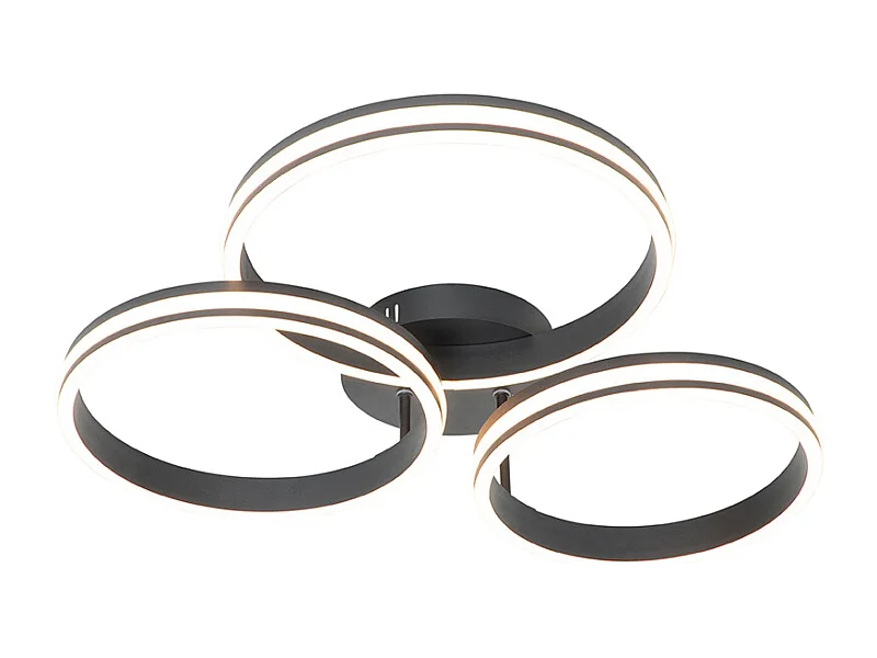 Plafonnier noir avec LED 3 niveaux de luminosité 3 lumières - Navara