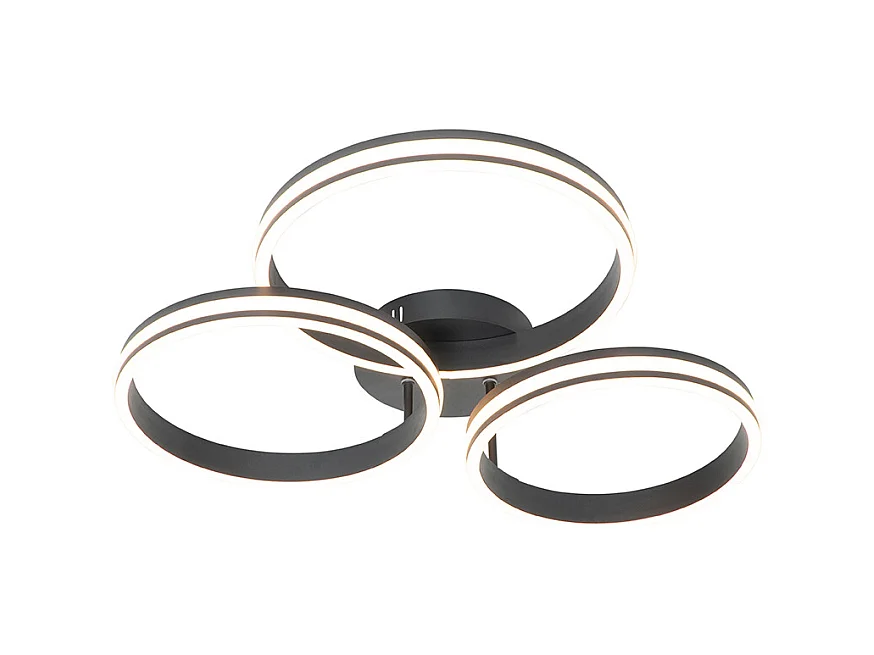 Plafonnier noir avec LED gradable en 3 étapes 3 lumières - Navara