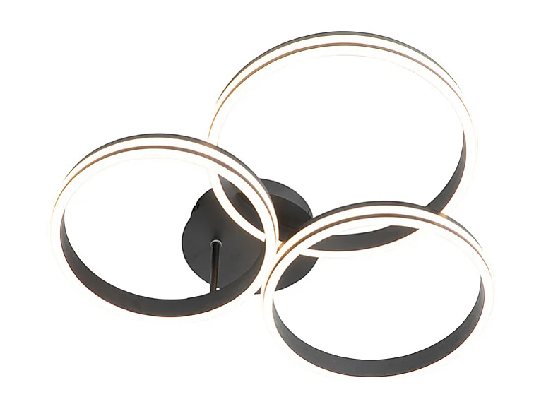 Plafonnier noir avec LED 3 niveaux de luminosité 3 lumières - Navara