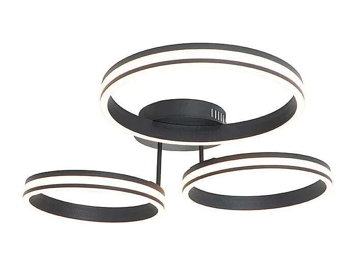 Plafonnier noir avec LED 3 niveaux de luminosité 3 lumières - Navara