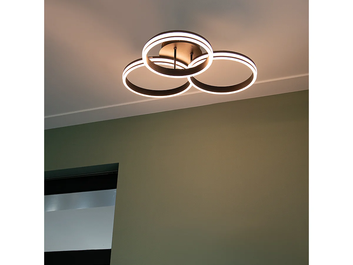 Plafonnier noir avec LED 3 niveaux de luminosité 3 lumières - Navara