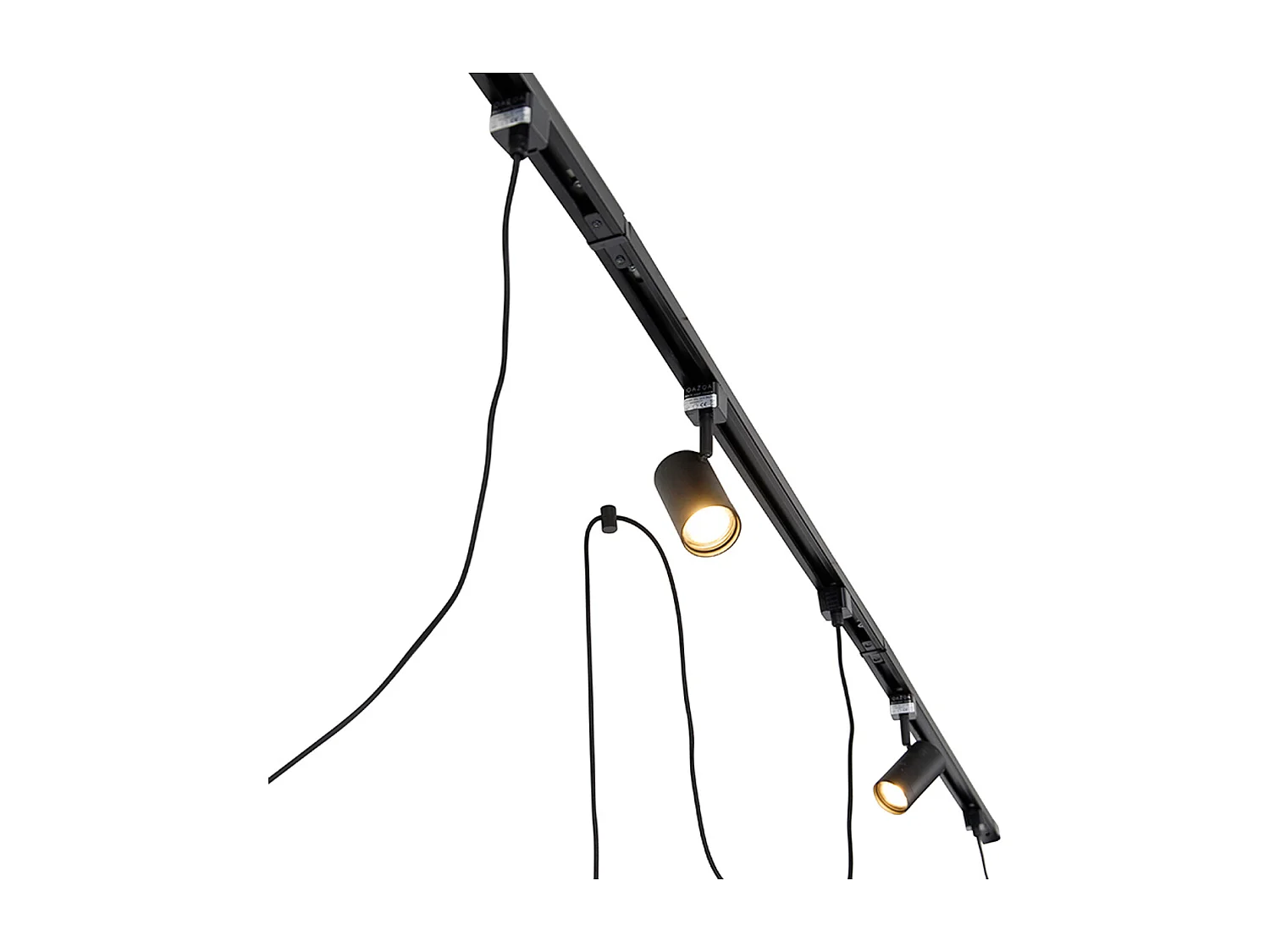 Système sur rail monophasé avec 3 spots et 3 suspensions noires - Cavalux Jeana