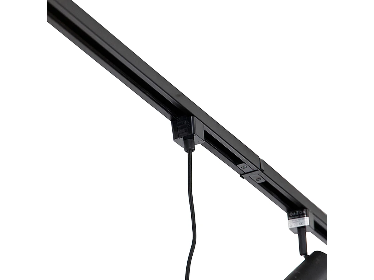 Système sur rail monophasé avec 3 spots et 3 suspensions noires - Cavalux Jeana