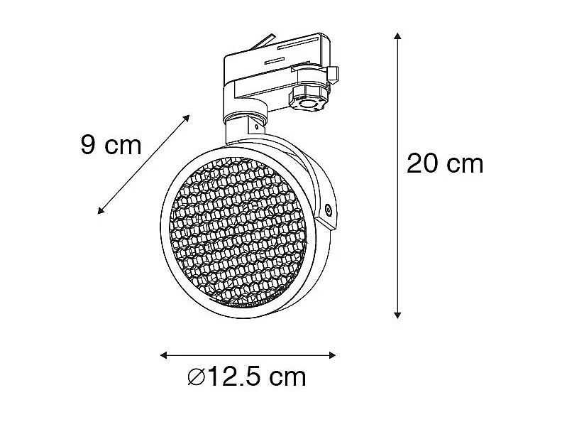 Spot sur rail triphasé moderne noir - Master 111 Honey