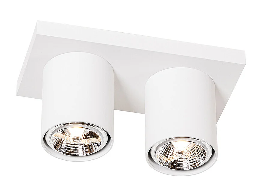 Spot de plafond moderne blanc 2 lumières - Tubo