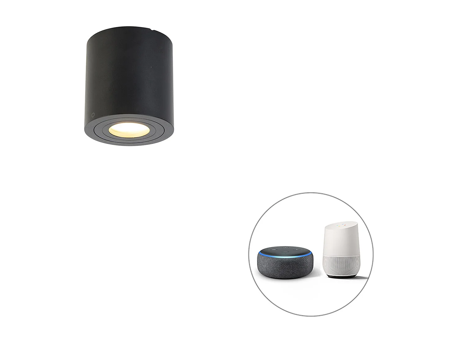 Spot de salle de bain intelligent noir rond IP44 avec Wifi GU10 - Capa