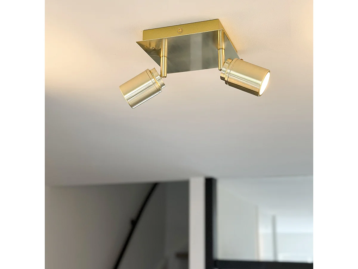 Spot de salle de bain moderne en laiton carré 2 lumières IP44 - Ducha