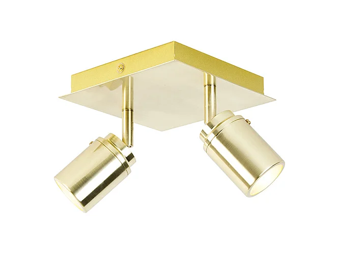 Spot de salle de bain moderne en laiton carré 2 lumières IP44 - Ducha