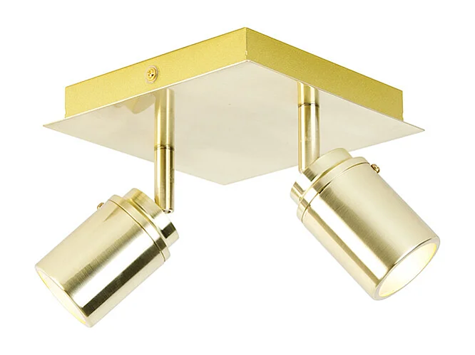 Spot de salle de bain moderne en laiton carré 2 lumières IP44 - Ducha