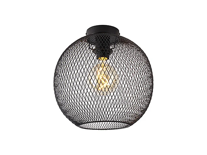 Plafonnier moderne noir 30 cm - Mesh Ball