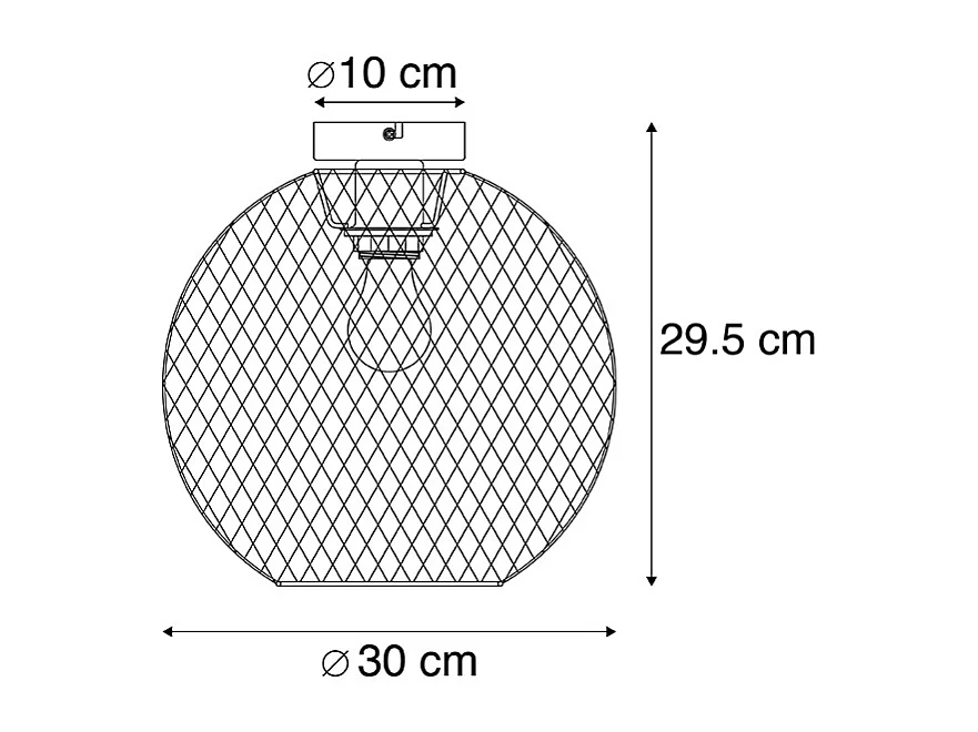 Plafonnier moderne noir 30 cm - Mesh Ball
