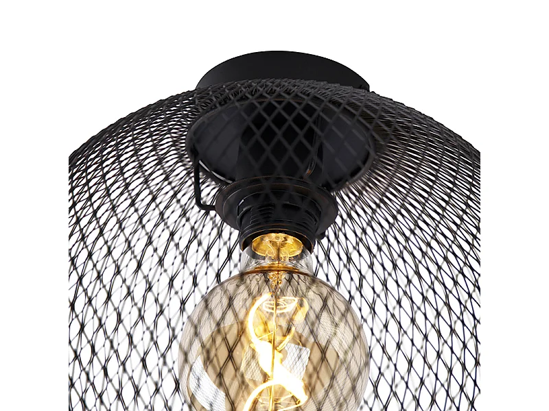 Plafonnier moderne noir 30 cm - Mesh Ball