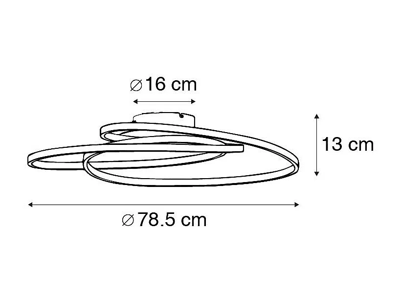 Plafonnier doré 78 cm avec LED 3 étapes dimmable - Rowin