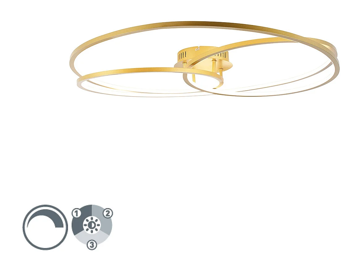 Plafonnier doré 78 cm avec LED à 3 niveaux de luminosité - Rowin