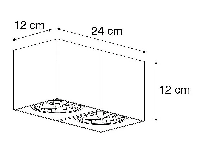 Spot design noir rectangulaire 2 lumières - Box