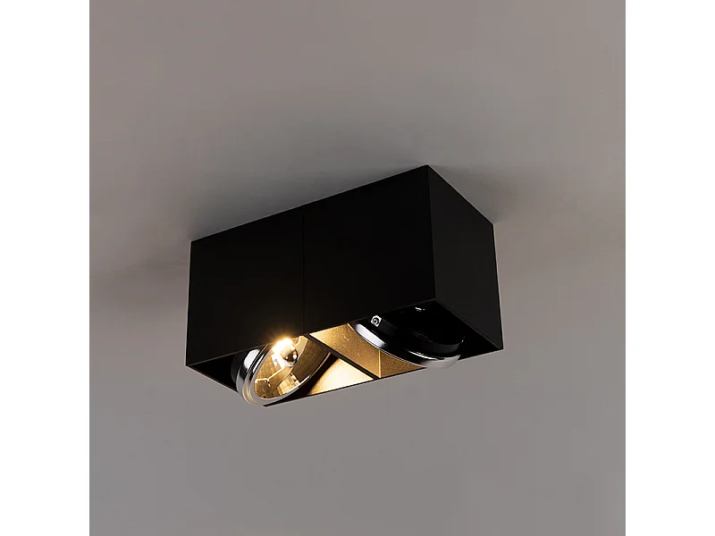 Spot design noir rectangulaire 2 lumières - Box