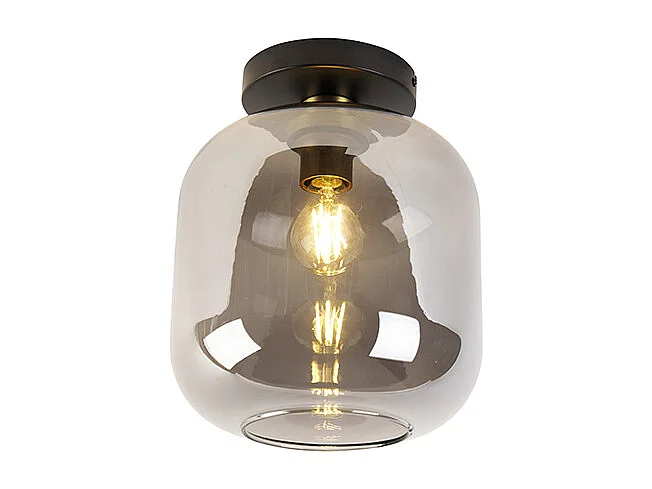 Plafonnier design noir avec or avec verre fumé - Zuzanna