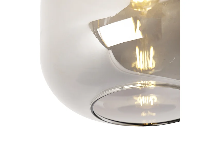 Plafonnier design noir avec or avec verre fumé - Zuzanna