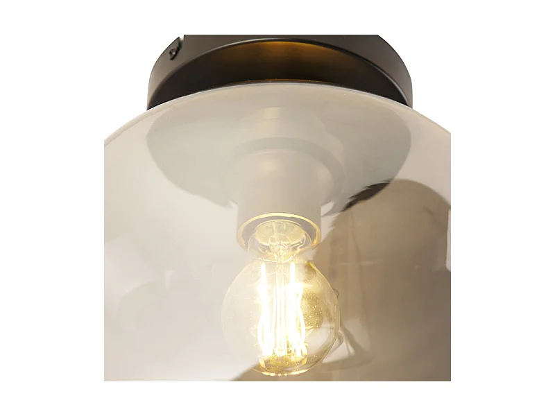 Plafonnier design noir avec or avec verre fumé - Zuzanna