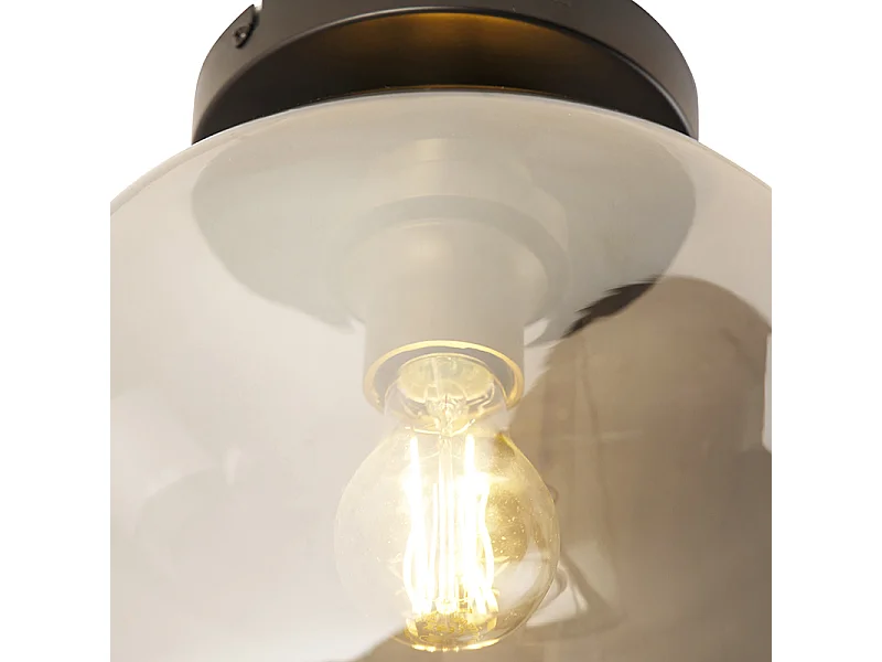 Plafonnier design noir & or avec verre fumé - Zuzanna