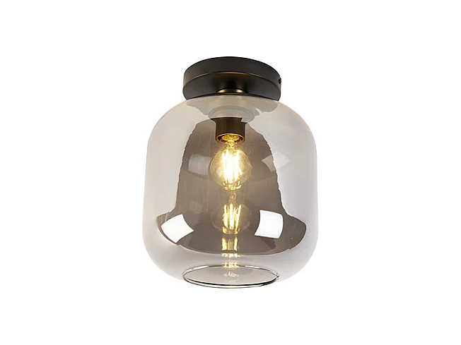 Plafonnier design noir avec or avec verre fumé - Zuzanna