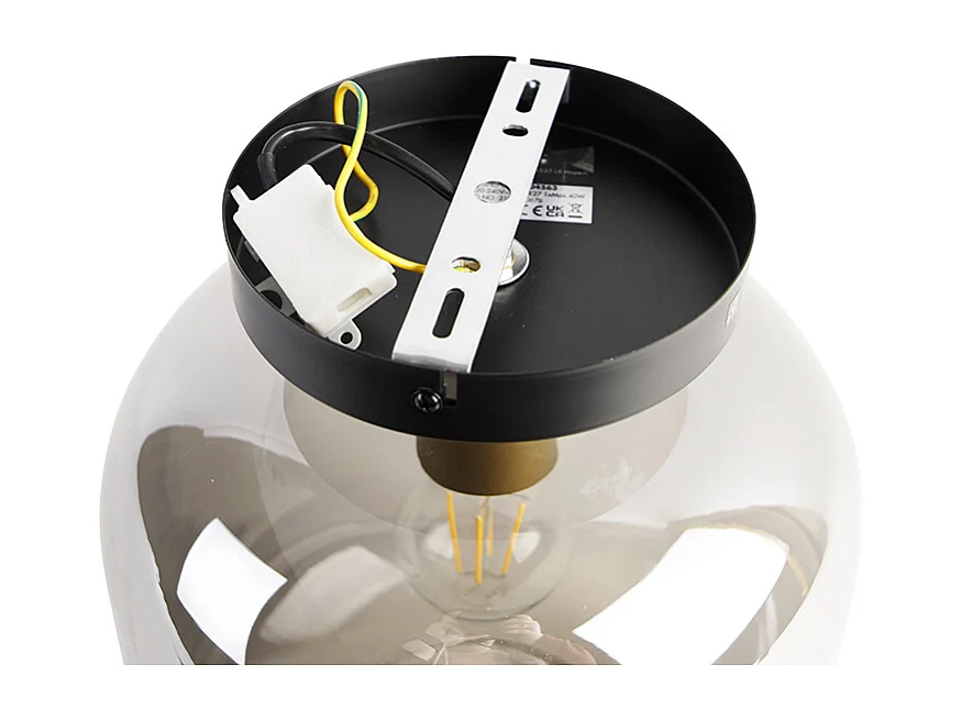 Plafonnier design noir & or avec verre fumé - Zuzanna