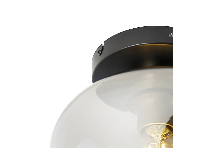 Plafonnier design noir & or avec verre fumé - Zuzanna