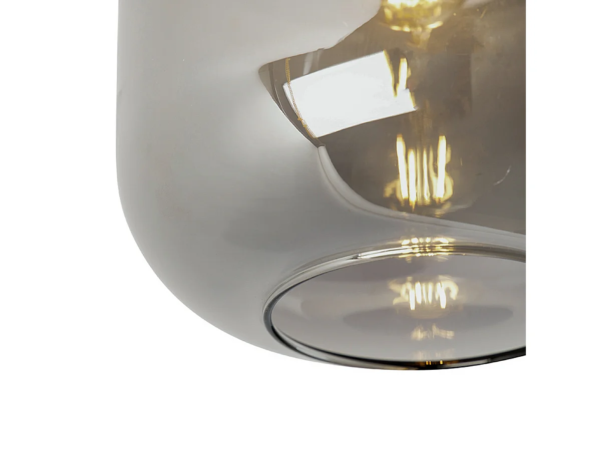 Plafonnier design noir & or avec verre fumé - Zuzanna