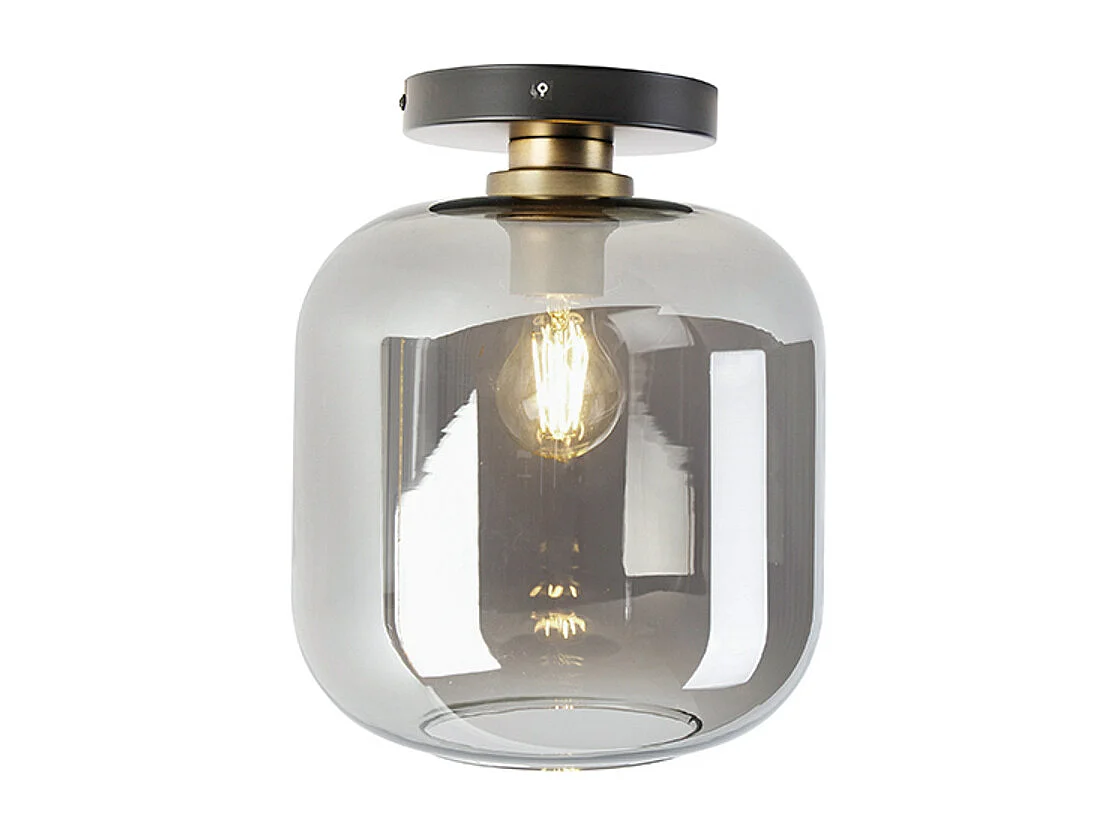 Plafonnier design noir & or avec verre fumé - Zuzanna