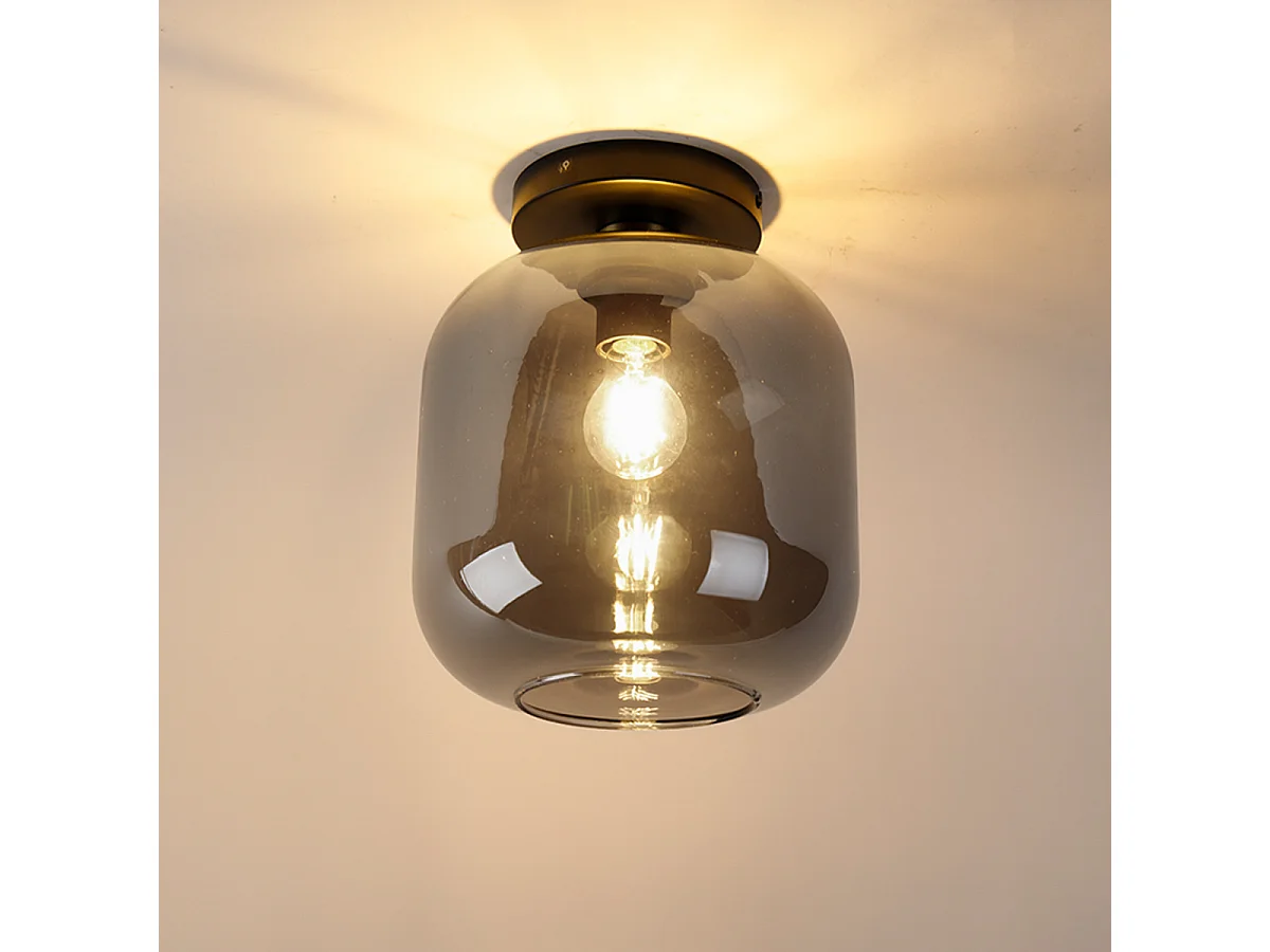Plafonnier design noir & or avec verre fumé - Zuzanna