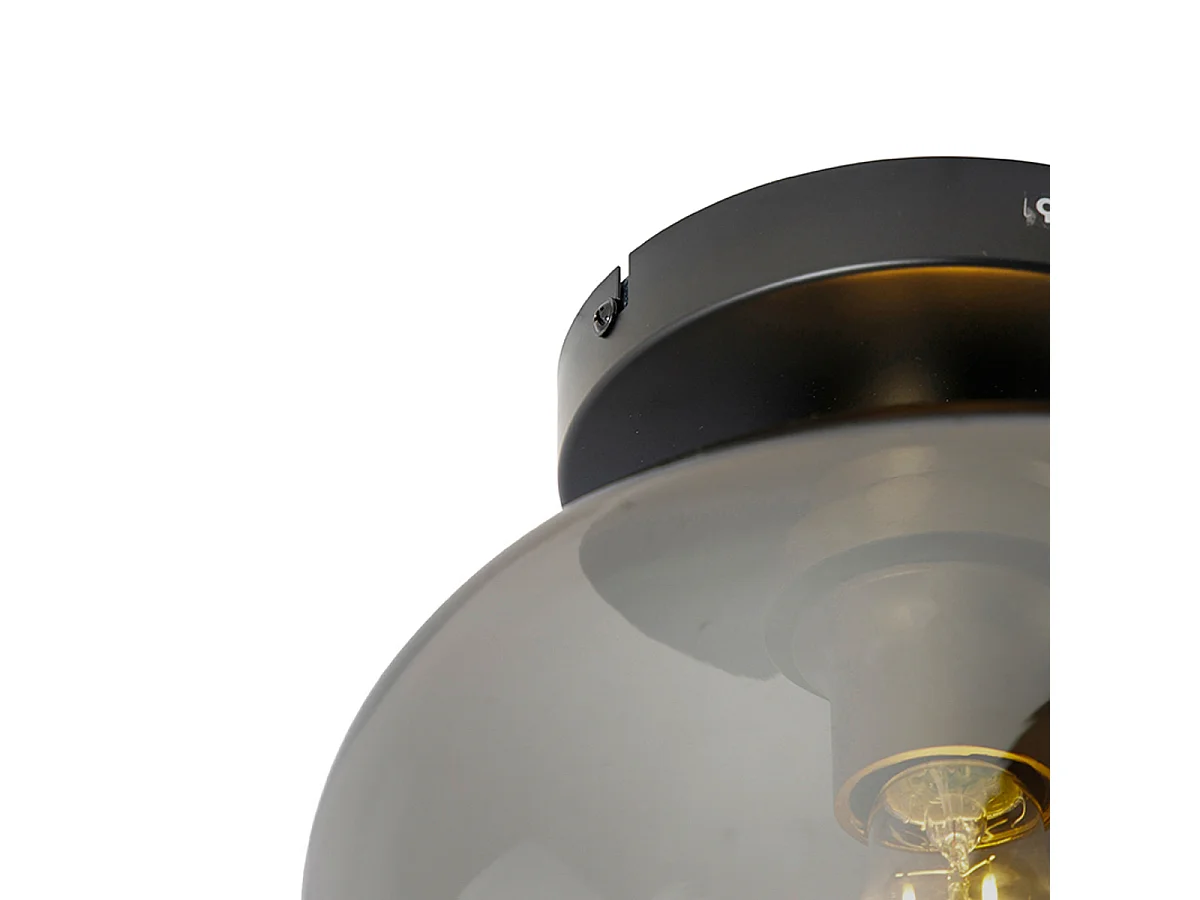 Plafonnier design noir & or avec verre fumé - Zuzanna