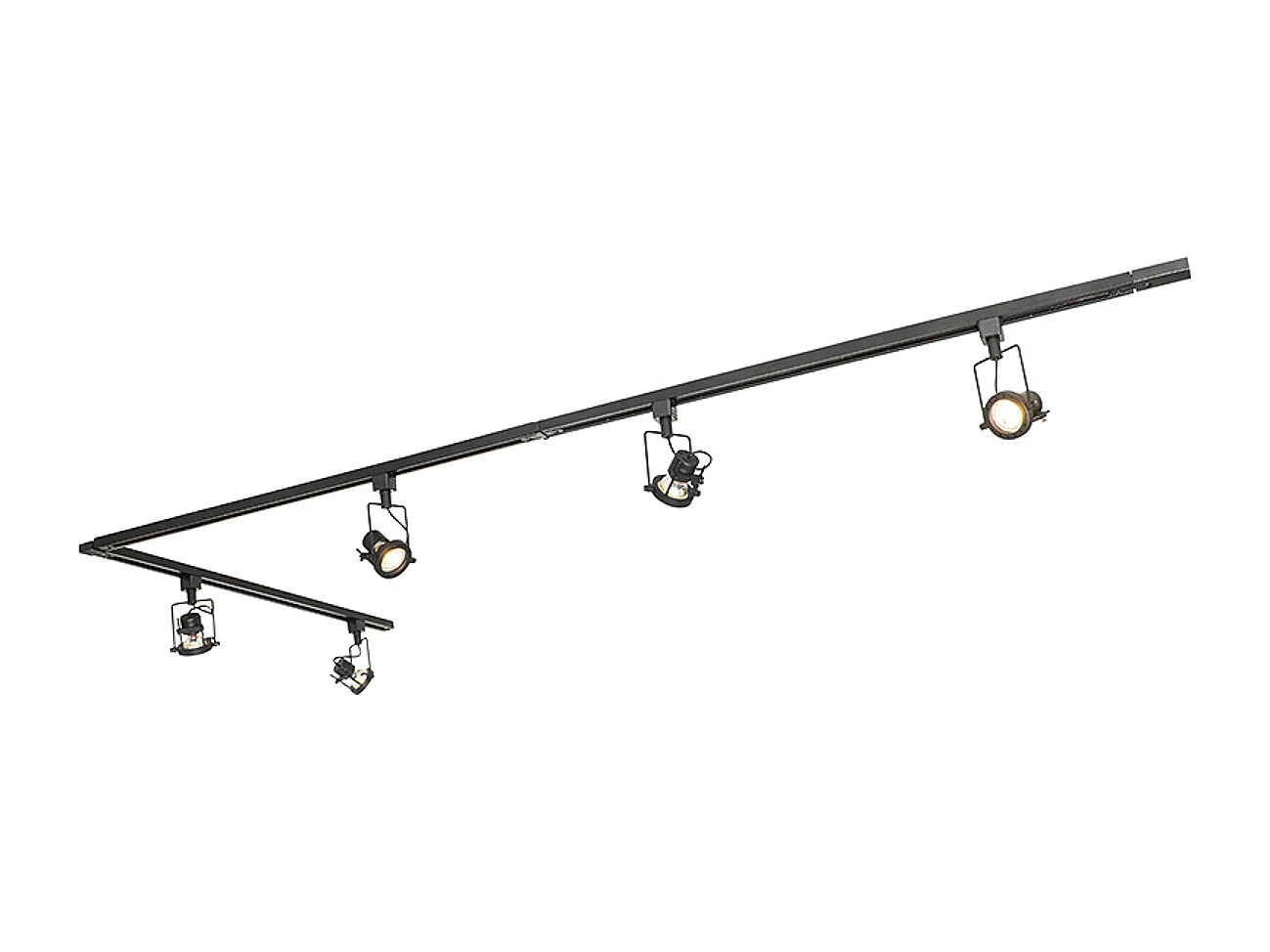 Système sur rail industriel noir avec 5 spots monophasé - Suplux