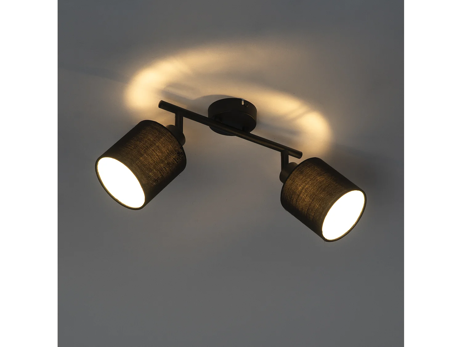 Spot de plafond noir avec abat-jour noir 2 lumières orientables - Hetta