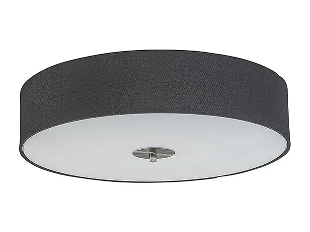 Plafonnier rond rustique noir 50 cm - Drum Jute