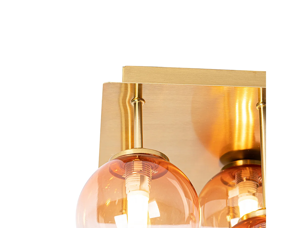 Plafonnier Art Déco or avec verre rose 9 lumières - Athènes