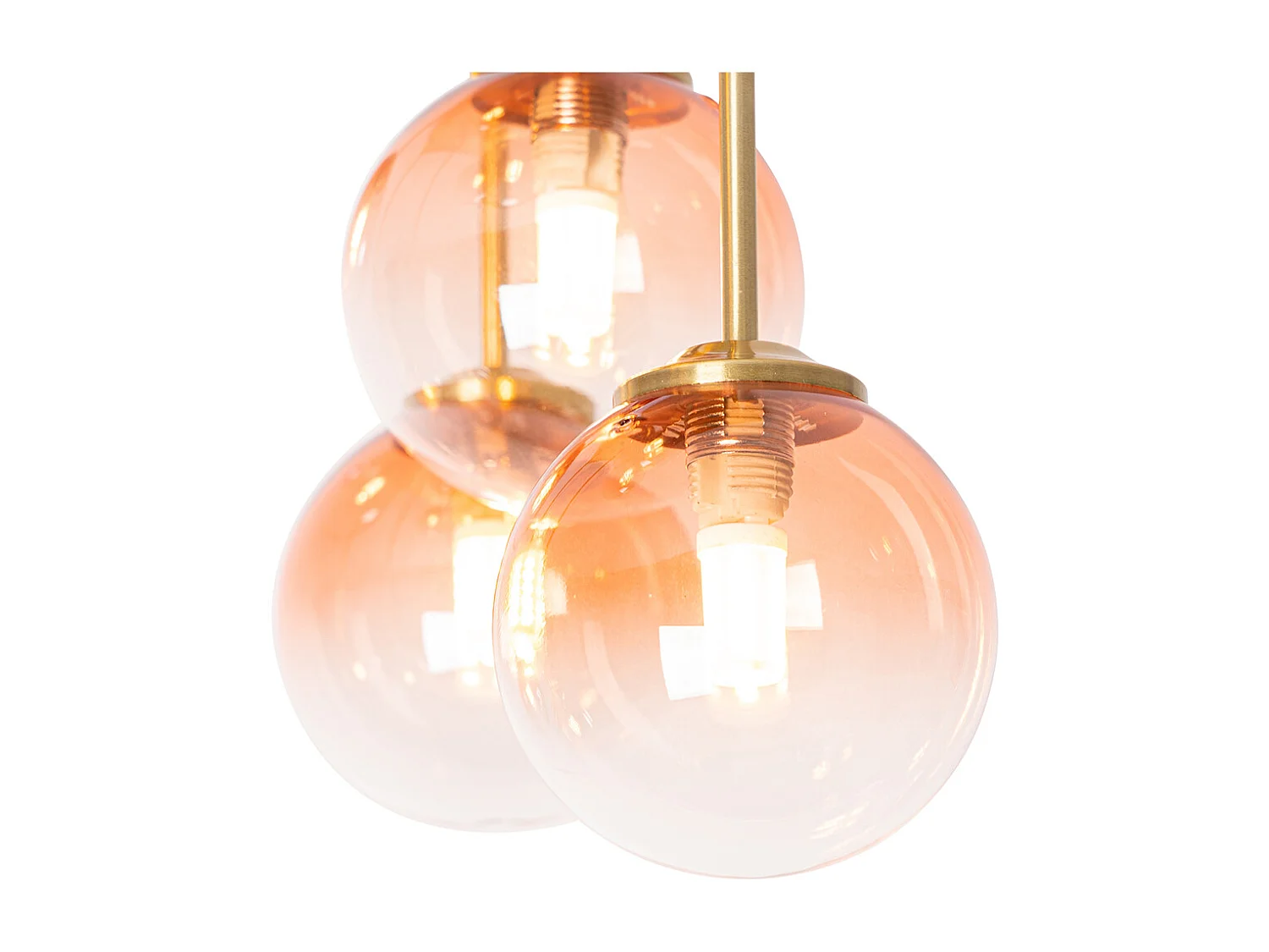 Plafonnier Art Déco doré avec verre rose 9 lumières - Athènes