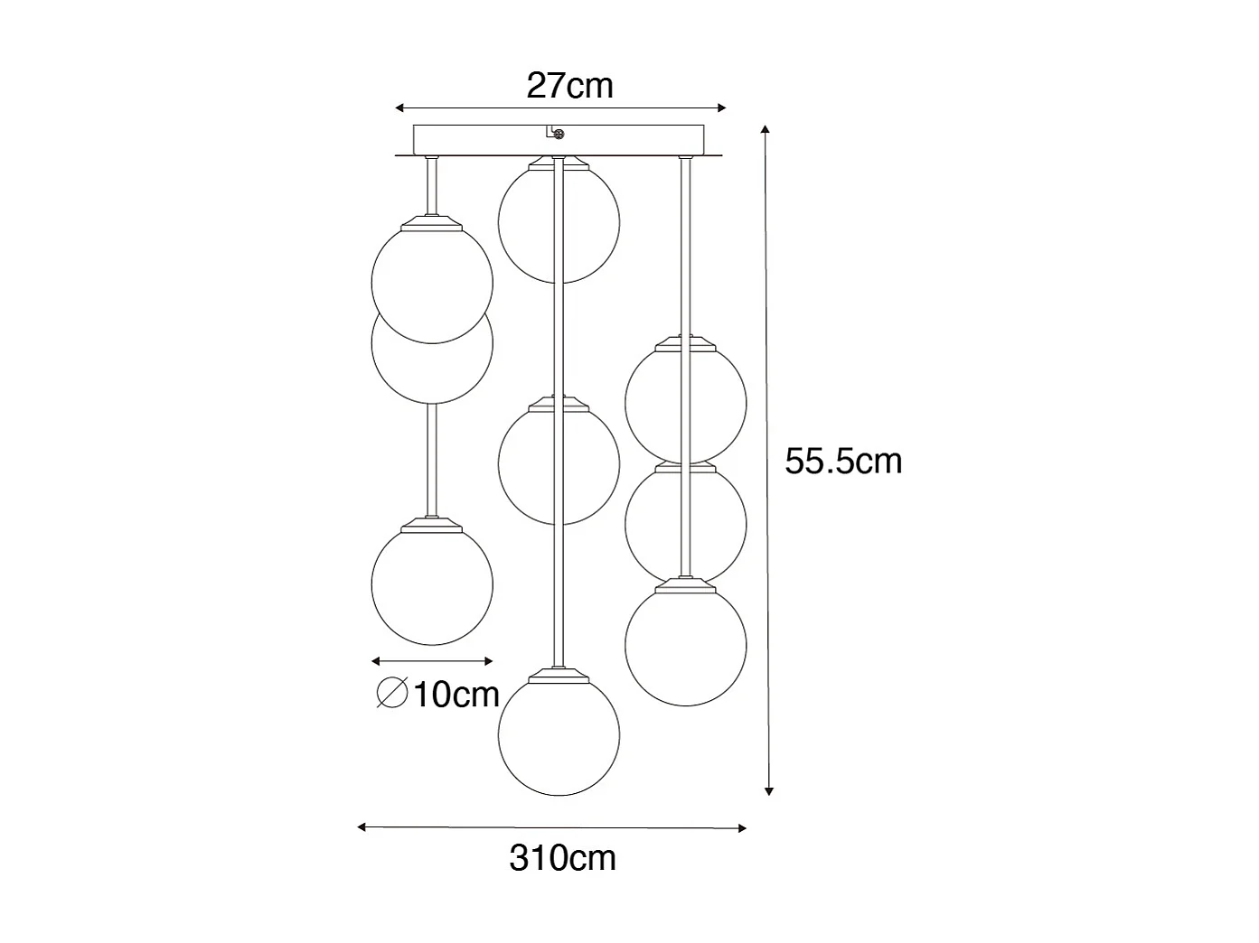 Plafonnier Art Déco doré avec verre rose 9 lumières - Athènes