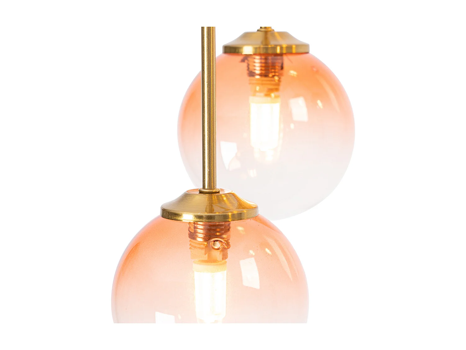 Plafonnier Art Déco doré avec verre rose 9 lumières - Athènes