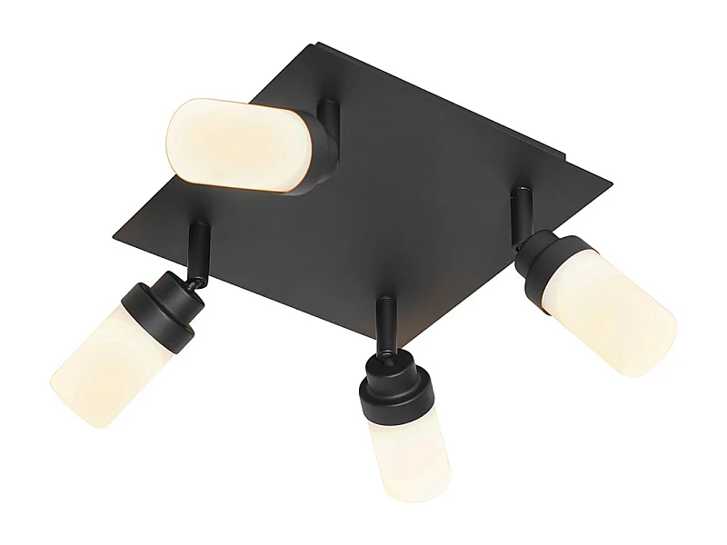 Spot de salle de bain moderne noir 4 lumières IP44 - Japie